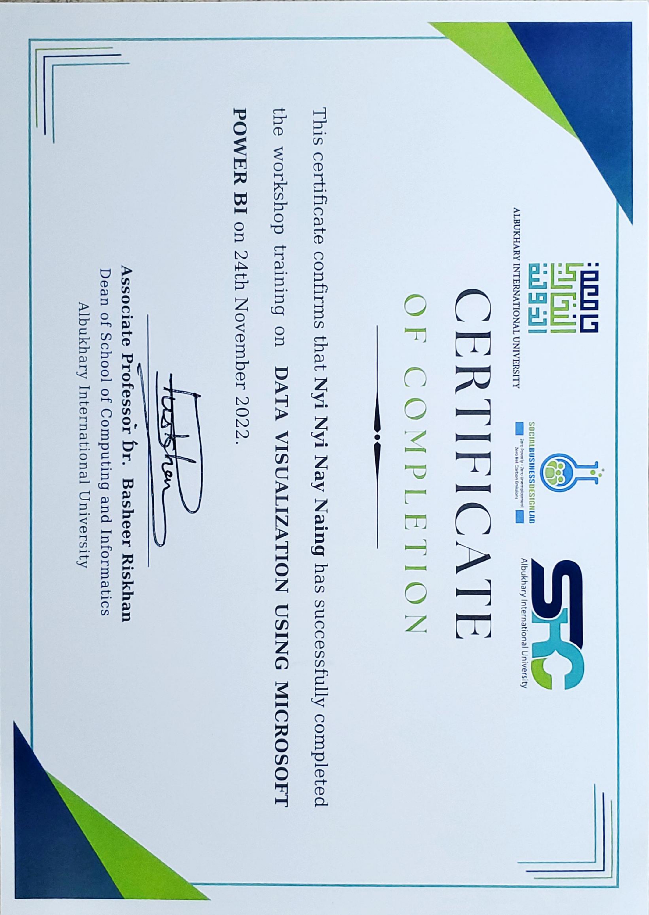 Power BI Workshop Completion