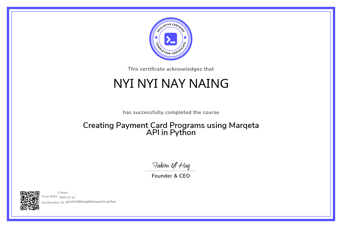 Creating Payment Card Programs using Marqeta API in Python